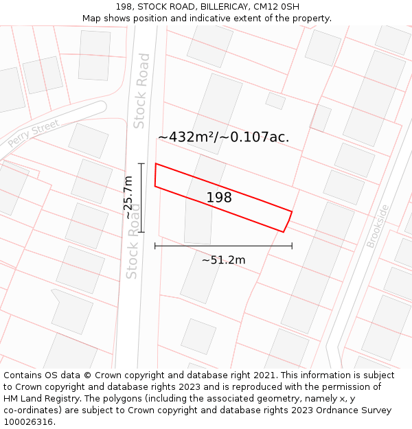 198, STOCK ROAD, BILLERICAY, CM12 0SH: Plot and title map