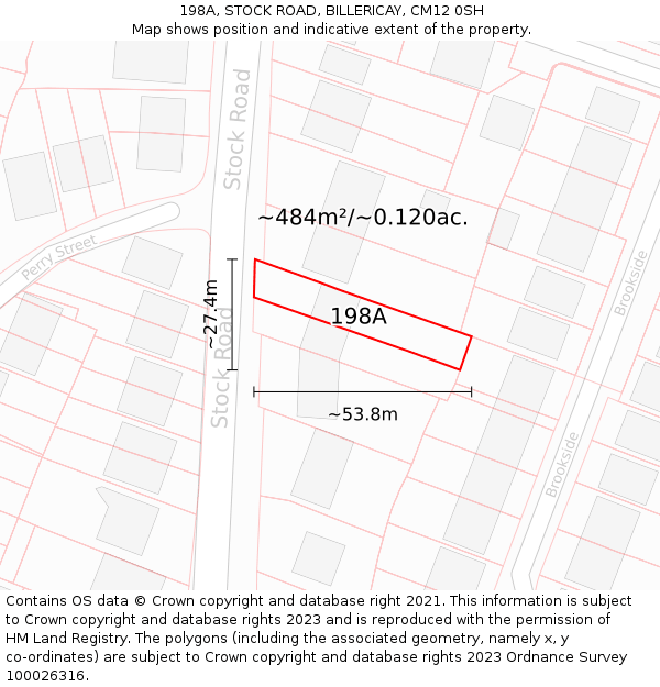 198A, STOCK ROAD, BILLERICAY, CM12 0SH: Plot and title map