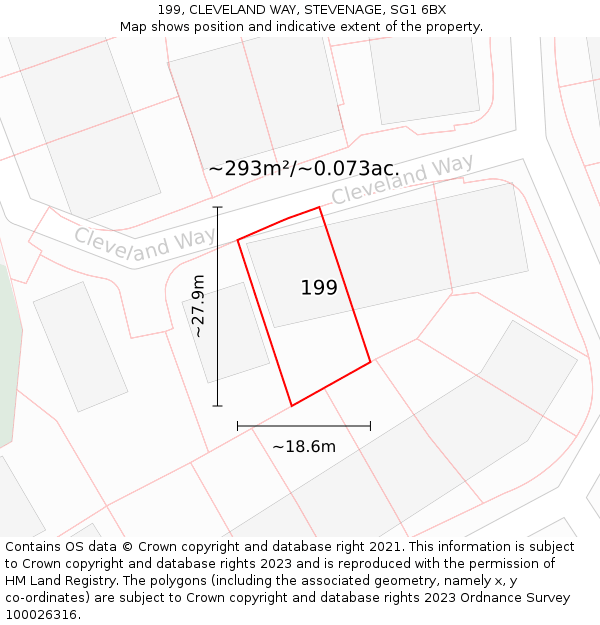 199, CLEVELAND WAY, STEVENAGE, SG1 6BX: Plot and title map