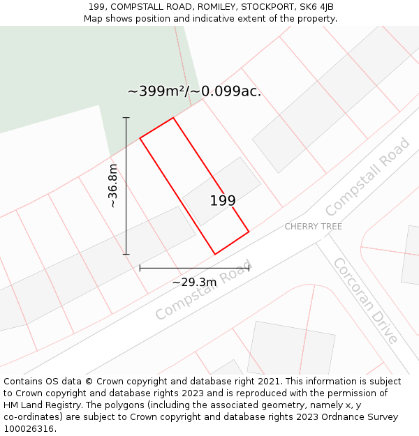 199, COMPSTALL ROAD, ROMILEY, STOCKPORT, SK6 4JB: Plot and title map