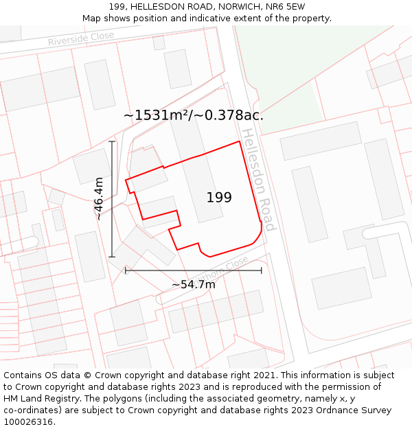 199, HELLESDON ROAD, NORWICH, NR6 5EW: Plot and title map
