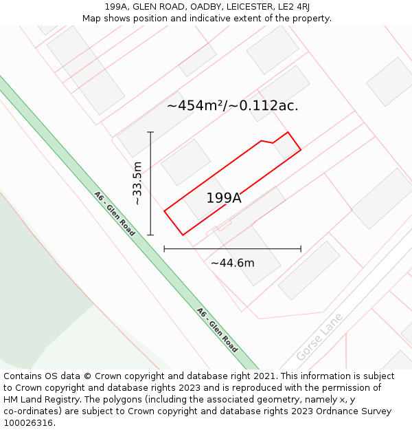 199A, GLEN ROAD, OADBY, LEICESTER, LE2 4RJ: Plot and title map