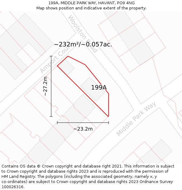 199A, MIDDLE PARK WAY, HAVANT, PO9 4NG: Plot and title map