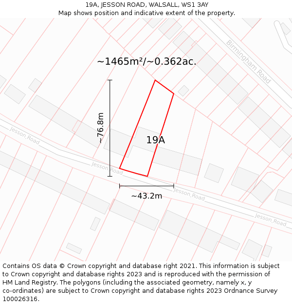 19A, JESSON ROAD, WALSALL, WS1 3AY: Plot and title map
