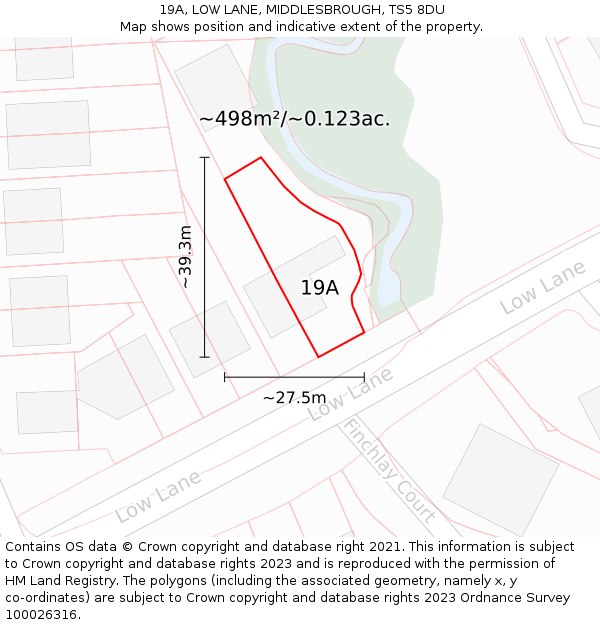 19A, LOW LANE, MIDDLESBROUGH, TS5 8DU: Plot and title map