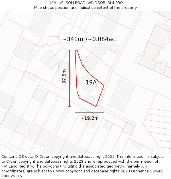 19A, NELSON ROAD, WINDSOR, SL4 3RQ: Plot and title map