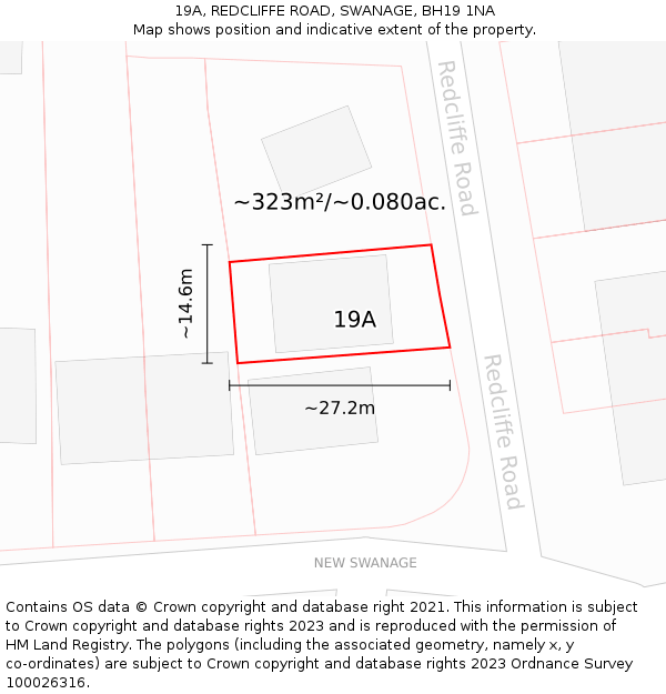 19A, REDCLIFFE ROAD, SWANAGE, BH19 1NA: Plot and title map