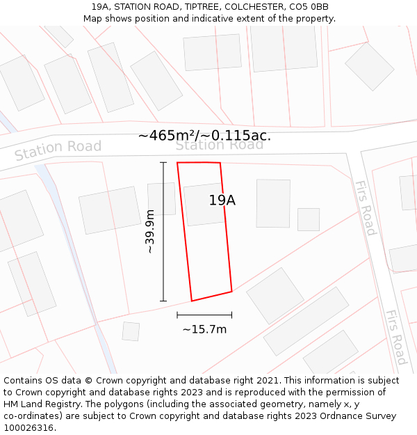 19A, STATION ROAD, TIPTREE, COLCHESTER, CO5 0BB: Plot and title map