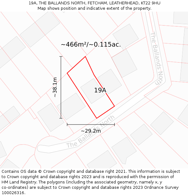 19A, THE BALLANDS NORTH, FETCHAM, LEATHERHEAD, KT22 9HU: Plot and title map