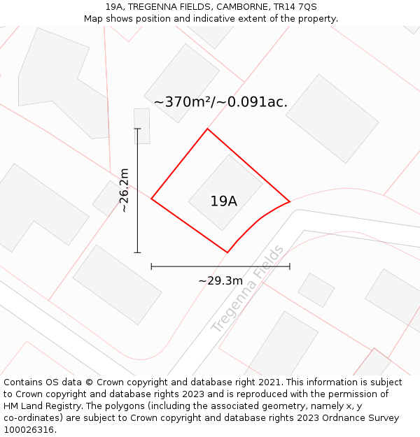 19A, TREGENNA FIELDS, CAMBORNE, TR14 7QS: Plot and title map