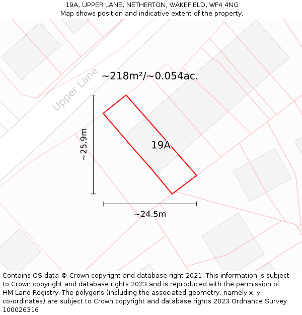 19A, UPPER LANE, NETHERTON, WAKEFIELD, WF4 4NG: Plot and title map