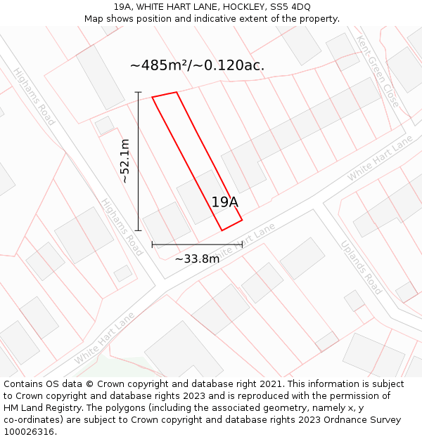 19A, WHITE HART LANE, HOCKLEY, SS5 4DQ: Plot and title map