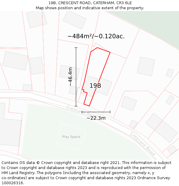 19B, CRESCENT ROAD, CATERHAM, CR3 6LE: Plot and title map
