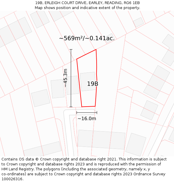 19B, ERLEIGH COURT DRIVE, EARLEY, READING, RG6 1EB: Plot and title map