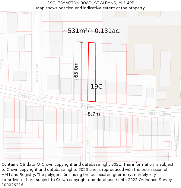 19C, BRAMPTON ROAD, ST ALBANS, AL1 4PP: Plot and title map