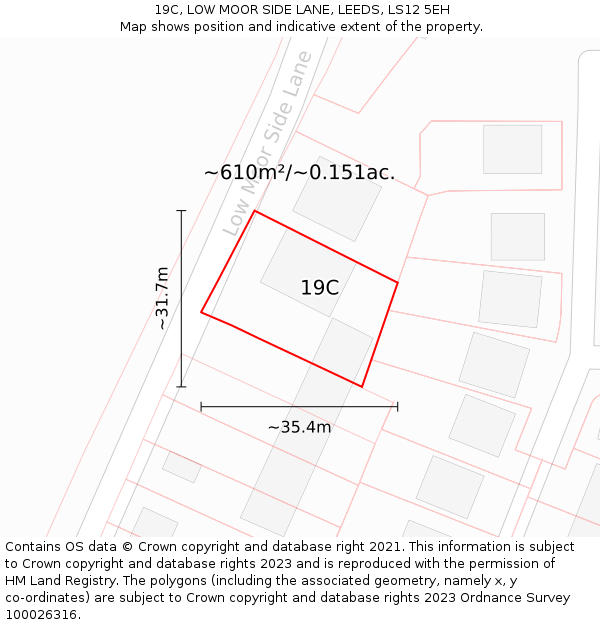 19C, LOW MOOR SIDE LANE, LEEDS, LS12 5EH: Plot and title map