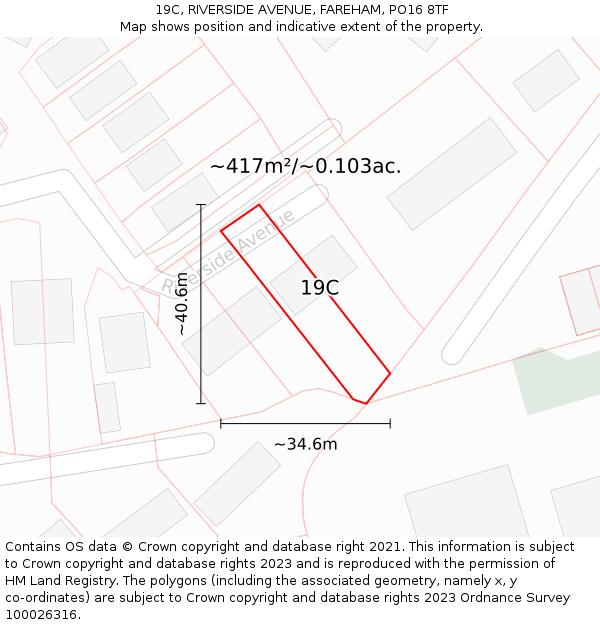 19C, RIVERSIDE AVENUE, FAREHAM, PO16 8TF: Plot and title map