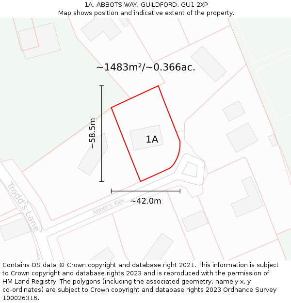 1A, ABBOTS WAY, GUILDFORD, GU1 2XP: Plot and title map