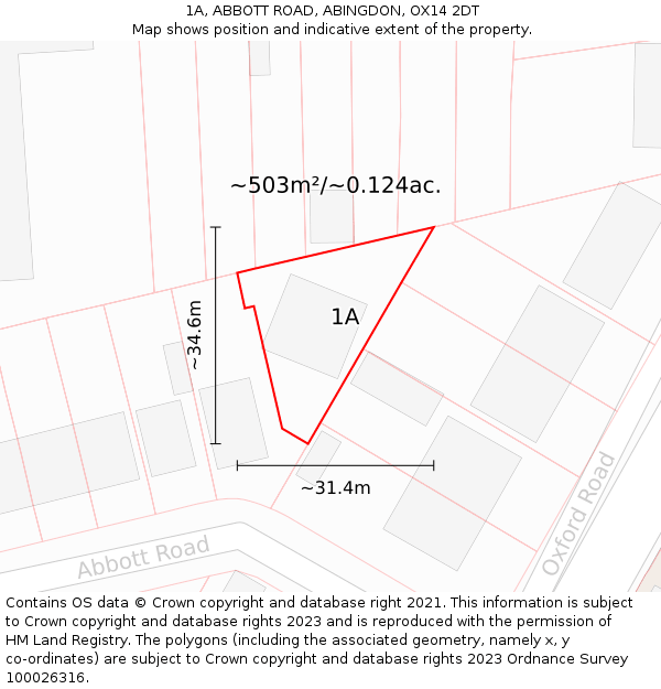 1A, ABBOTT ROAD, ABINGDON, OX14 2DT: Plot and title map