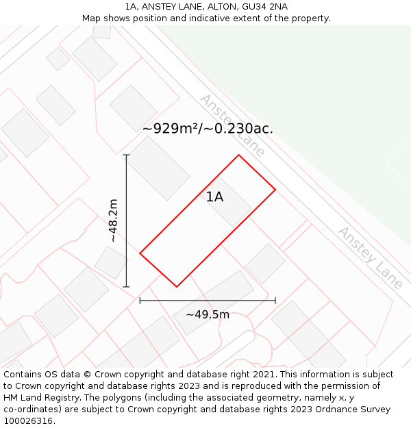 1A, ANSTEY LANE, ALTON, GU34 2NA: Plot and title map