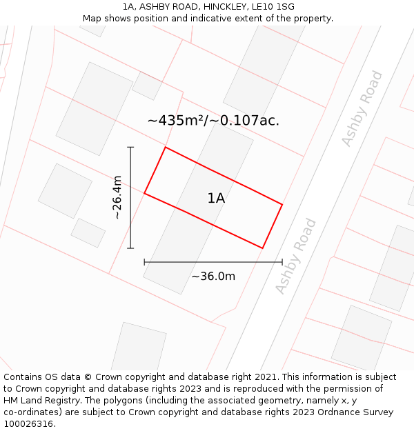 1A, ASHBY ROAD, HINCKLEY, LE10 1SG: Plot and title map