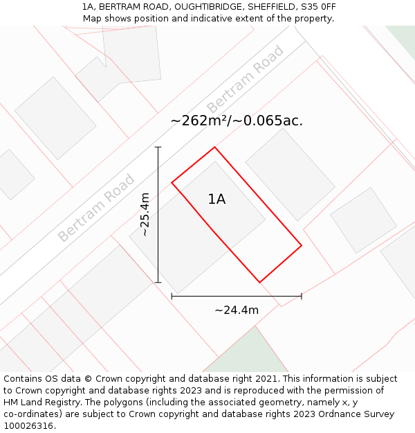 1A, BERTRAM ROAD, OUGHTIBRIDGE, SHEFFIELD, S35 0FF: Plot and title map