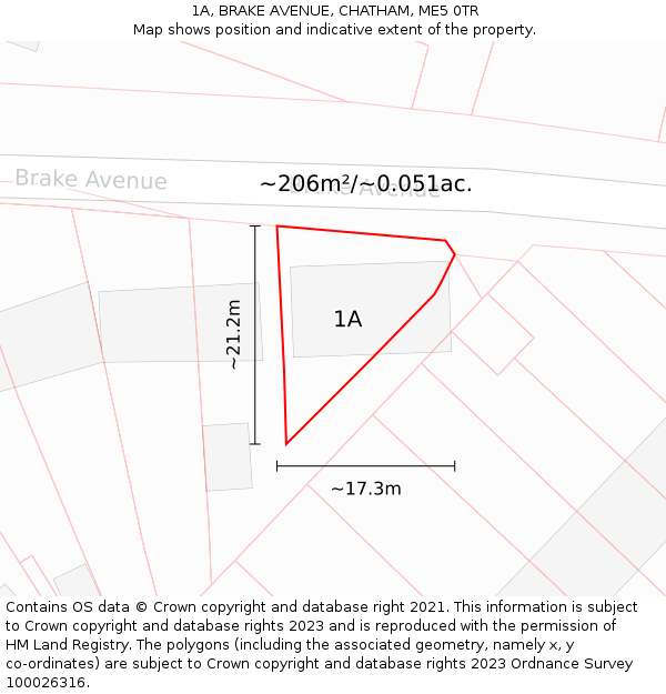 1A, BRAKE AVENUE, CHATHAM, ME5 0TR: Plot and title map