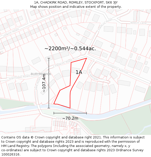 1A, CHADKIRK ROAD, ROMILEY, STOCKPORT, SK6 3JY: Plot and title map