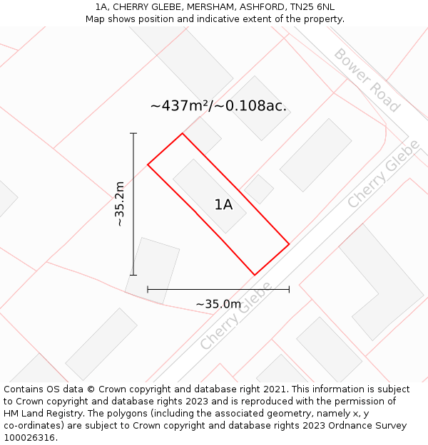 1A, CHERRY GLEBE, MERSHAM, ASHFORD, TN25 6NL: Plot and title map