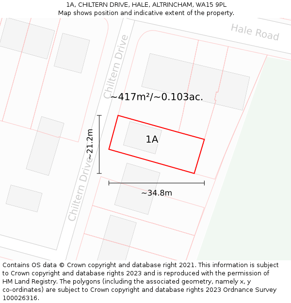 1A, CHILTERN DRIVE, HALE, ALTRINCHAM, WA15 9PL: Plot and title map