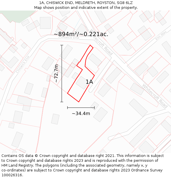 1A, CHISWICK END, MELDRETH, ROYSTON, SG8 6LZ: Plot and title map