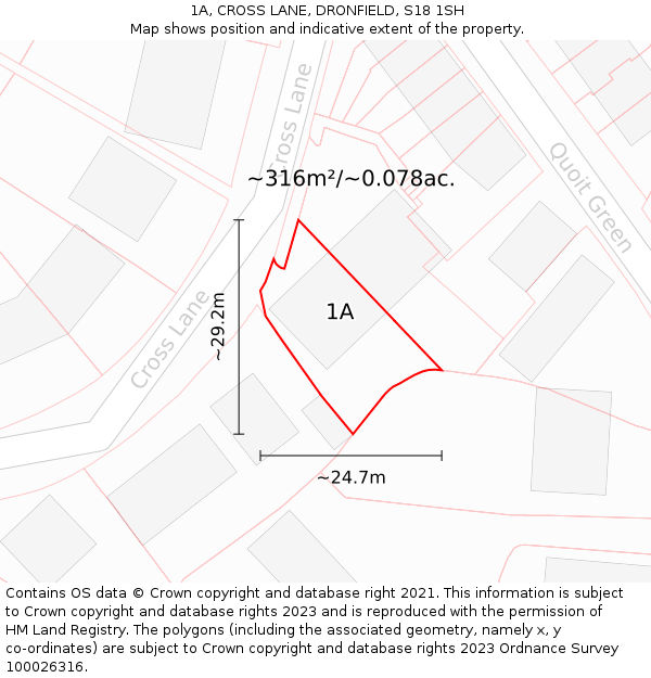 1A, CROSS LANE, DRONFIELD, S18 1SH: Plot and title map