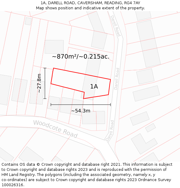 1A, DARELL ROAD, CAVERSHAM, READING, RG4 7AY: Plot and title map