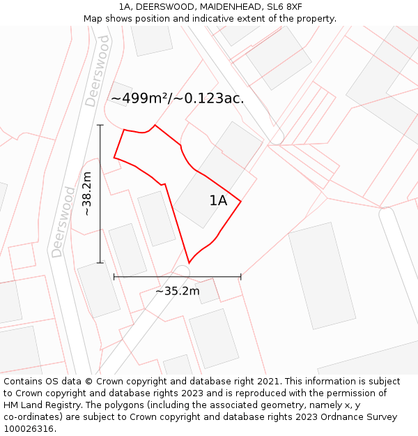 1A, DEERSWOOD, MAIDENHEAD, SL6 8XF: Plot and title map