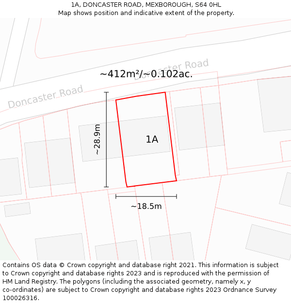 1A, DONCASTER ROAD, MEXBOROUGH, S64 0HL: Plot and title map