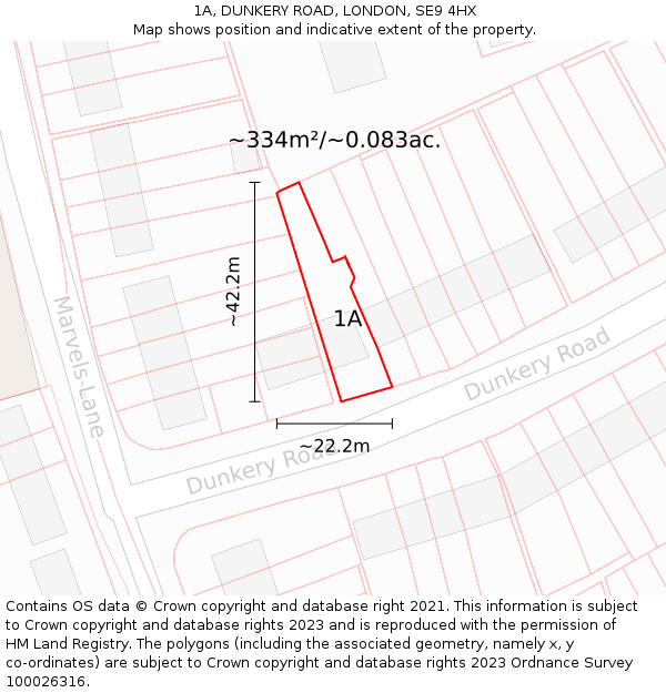 1A, DUNKERY ROAD, LONDON, SE9 4HX: Plot and title map