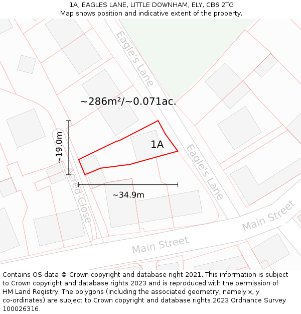 1A, EAGLES LANE, LITTLE DOWNHAM, ELY, CB6 2TG: Plot and title map
