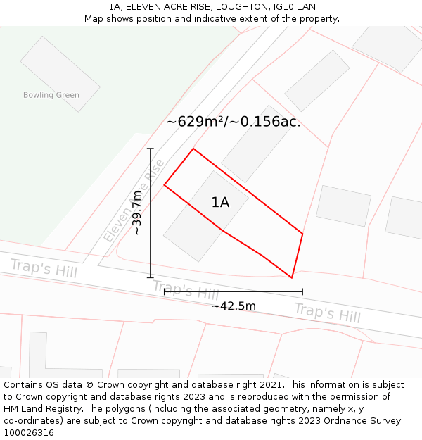 1A, ELEVEN ACRE RISE, LOUGHTON, IG10 1AN: Plot and title map