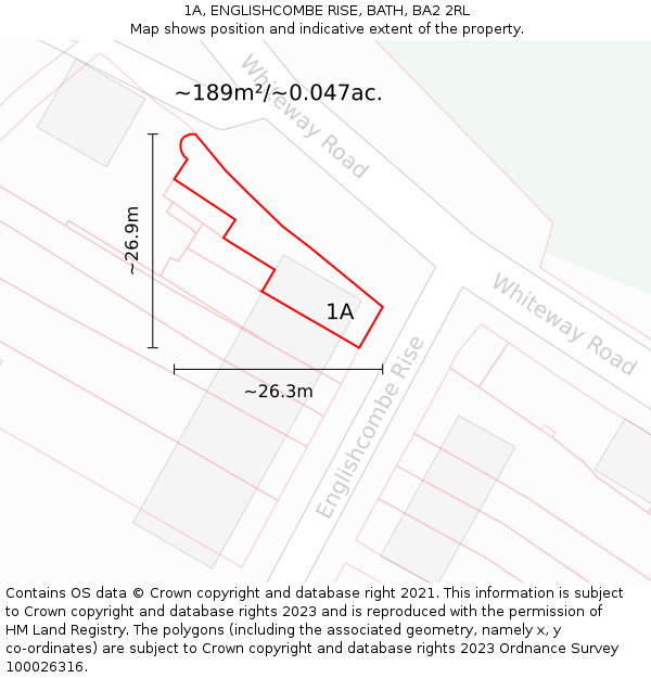 1A, ENGLISHCOMBE RISE, BATH, BA2 2RL: Plot and title map
