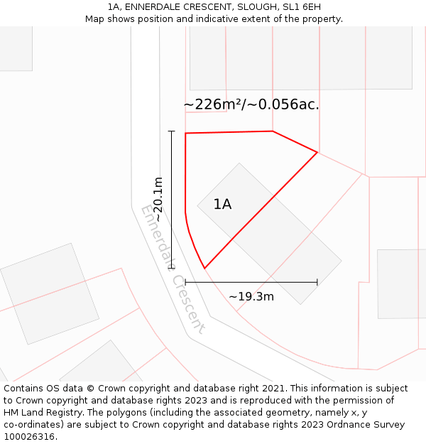 1A, ENNERDALE CRESCENT, SLOUGH, SL1 6EH: Plot and title map