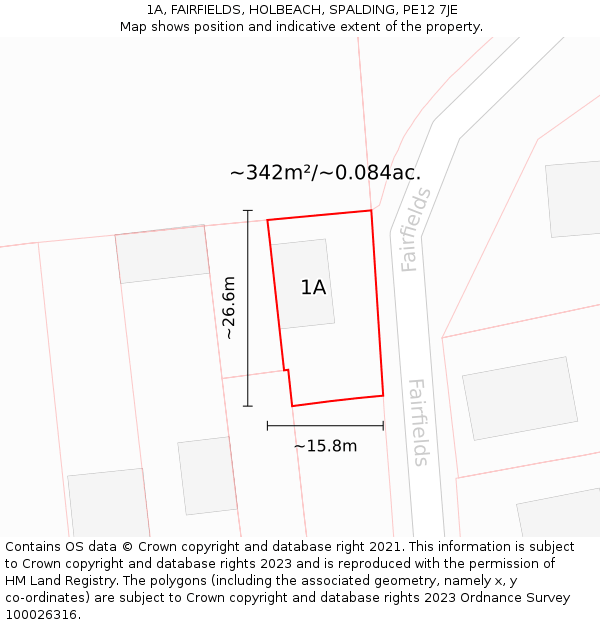 1A, FAIRFIELDS, HOLBEACH, SPALDING, PE12 7JE: Plot and title map