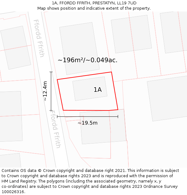 1A, FFORDD FFRITH, PRESTATYN, LL19 7UD: Plot and title map