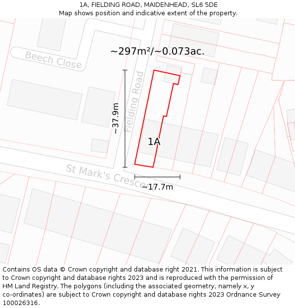 1A, FIELDING ROAD, MAIDENHEAD, SL6 5DE: Plot and title map