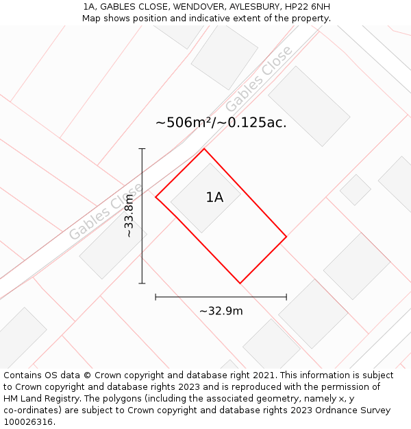 1A, GABLES CLOSE, WENDOVER, AYLESBURY, HP22 6NH: Plot and title map
