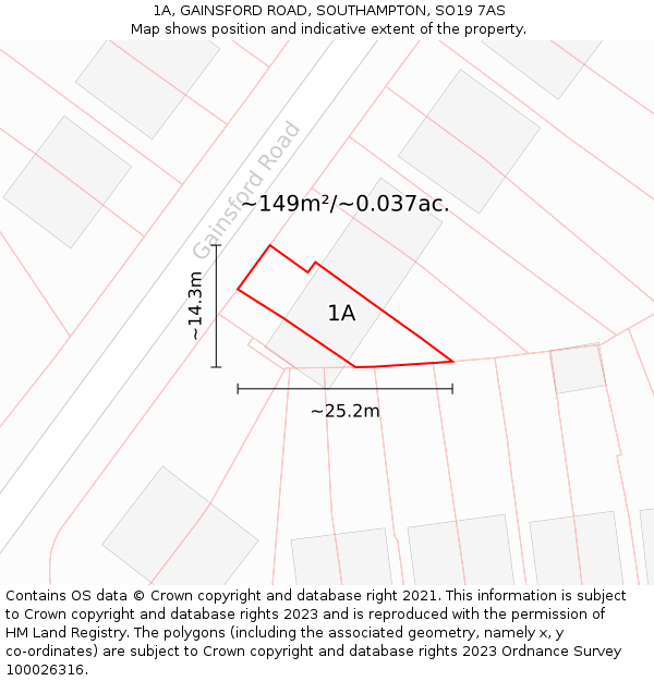 1A, GAINSFORD ROAD, SOUTHAMPTON, SO19 7AS: Plot and title map