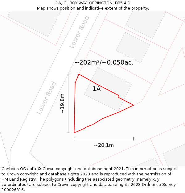 1A, GILROY WAY, ORPINGTON, BR5 4JD: Plot and title map