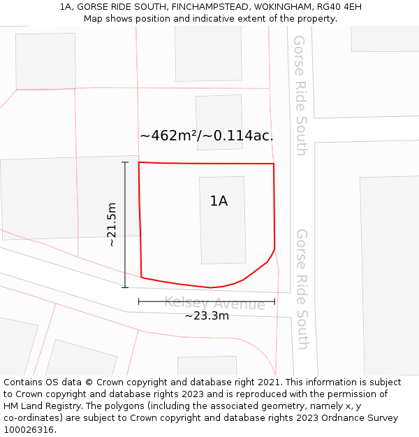 1A, GORSE RIDE SOUTH, FINCHAMPSTEAD, WOKINGHAM, RG40 4EH: Plot and title map
