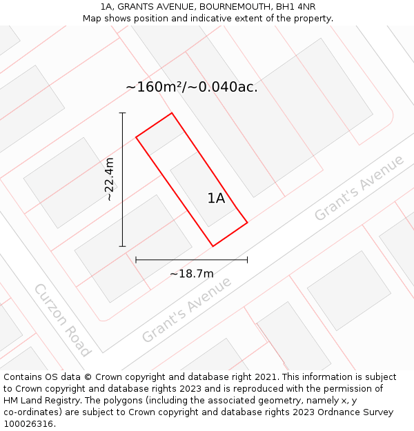 1A, GRANTS AVENUE, BOURNEMOUTH, BH1 4NR: Plot and title map
