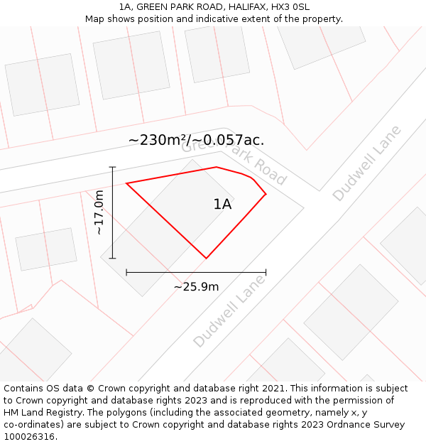 1A, GREEN PARK ROAD, HALIFAX, HX3 0SL: Plot and title map