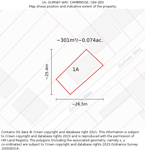 1A, GURNEY WAY, CAMBRIDGE, CB4 2ED: Plot and title map